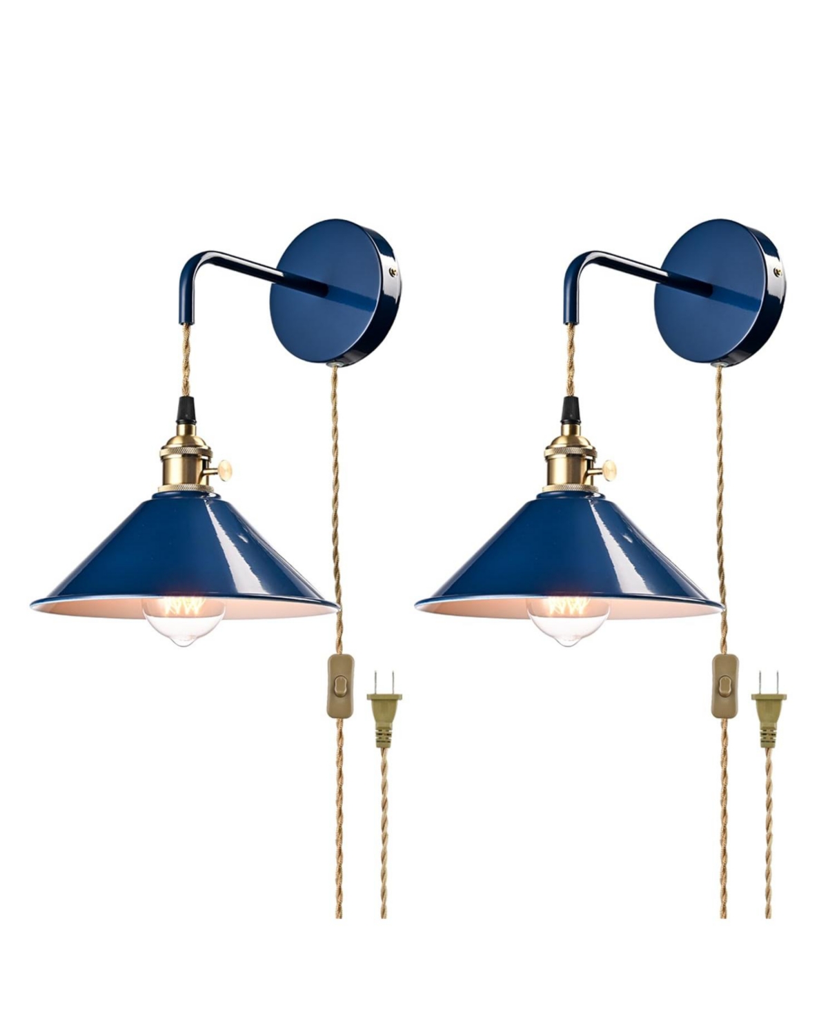 Claxy Industrial Wall Light Fixture Plug-in Macaroon Wall Sconce Set of Two