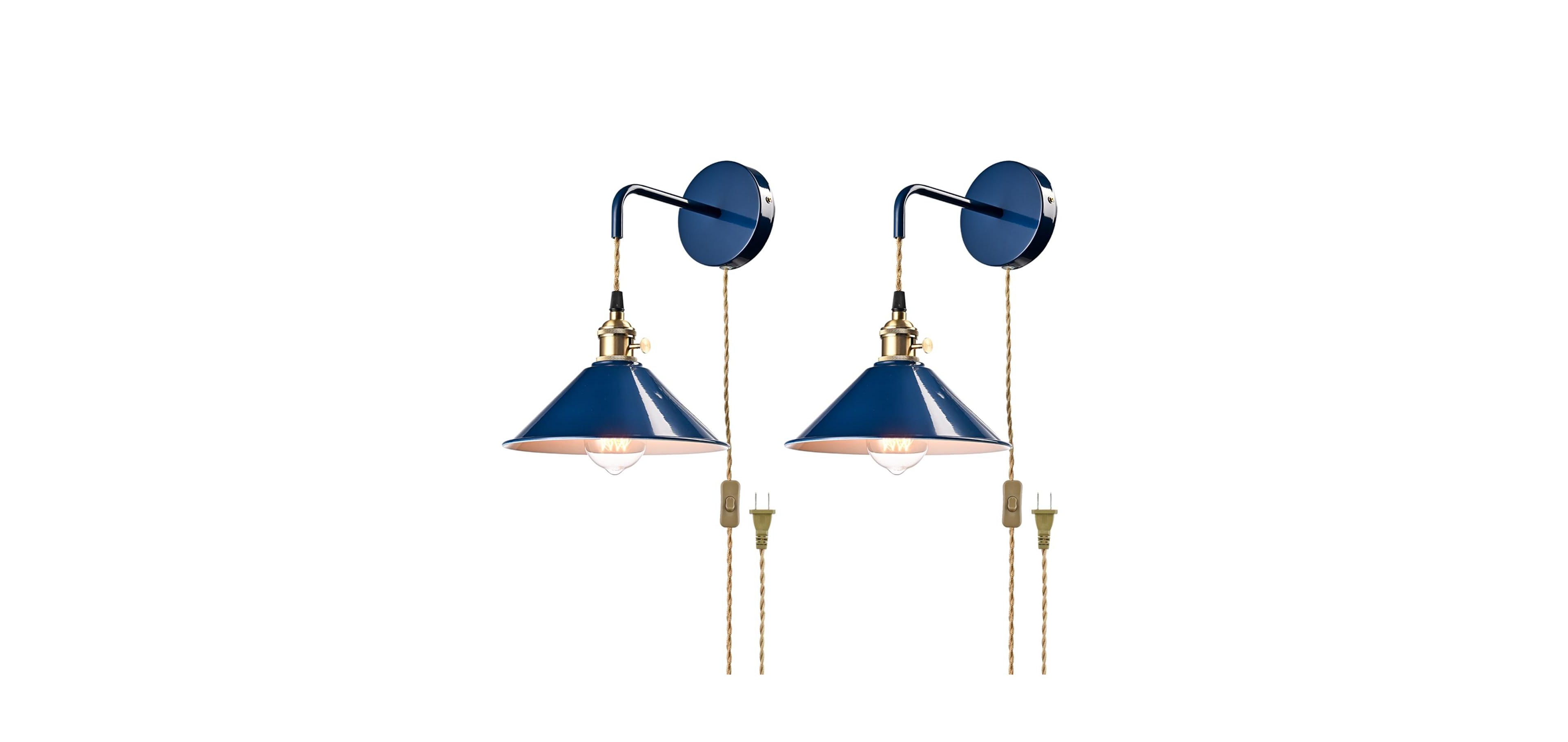 Claxy Industrial Wall Light Fixture Plug-in Macaroon Wall Sconce Set of Two