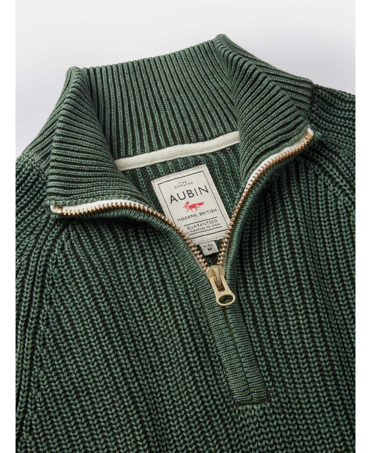 Мужской свитер Aubin Martin Quarter-Zip Ribbed-Knit, цвет: Хаки — фото 6