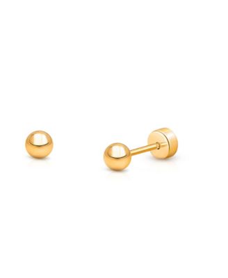 Children's Gold-Tone Round Classic Screw Back Studs