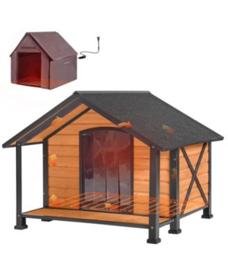 Heated Waterproof Dog House Dog Shelter with Heating Pad and Strong Metal Frame