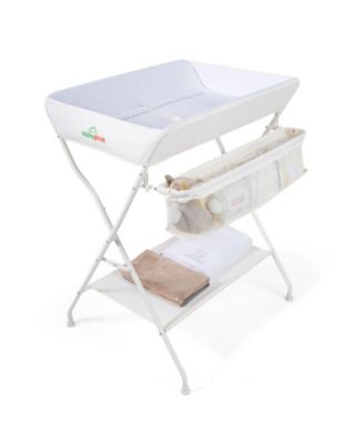 Foldable Baby Changing Table with Waterproof Top Side Basket and Bottom Shelf