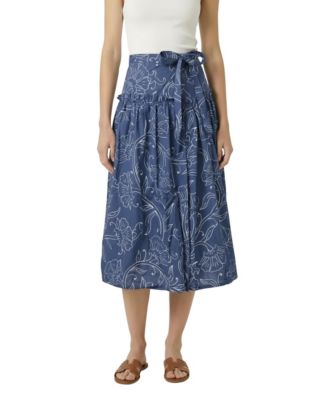 Women's Floral-Print High-Waisted Midi Skirt