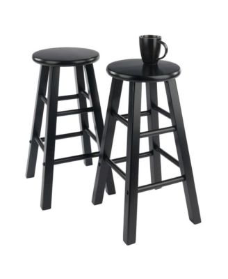 Black Wooden Barstools - Set of 2 Stools for Kitchen Counter or Bar