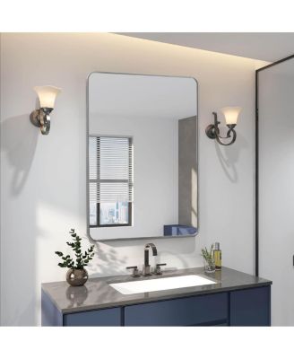 24" x 36" Modern Rectangular Wall Mirror with Aluminum Frame HD Vanity Mirror