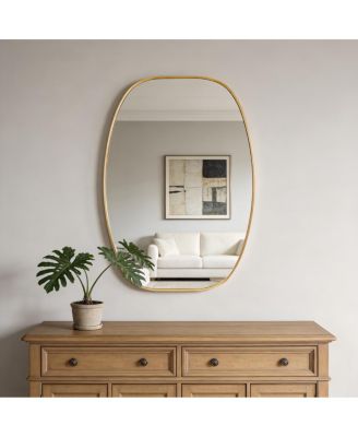 24" x 36" Modern Oval Wall Mirror with Metal Frame for Bathroom Vanity