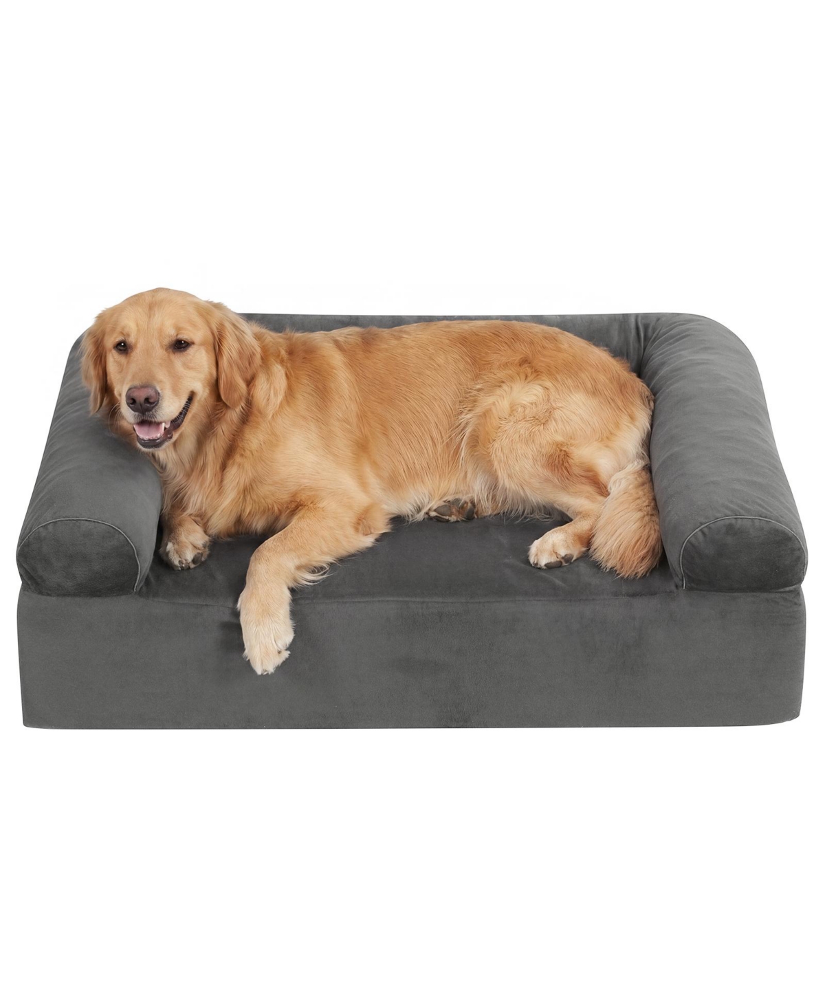 Gymax Cooling Gel Memory Foam Dog Bed with Bolsters Washable Cover and Non-slip Bottom