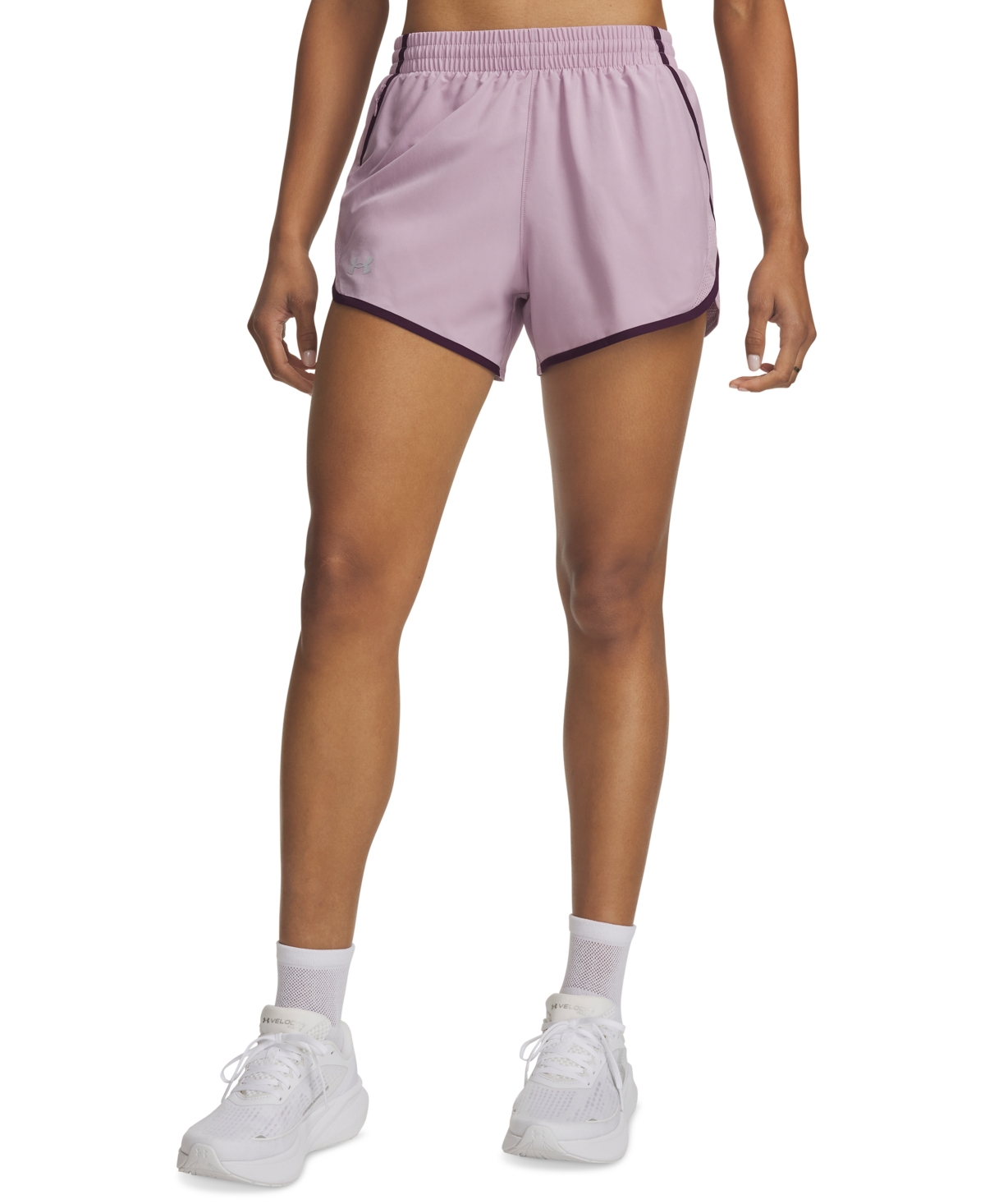 Under Armour Women's Fly By Mesh-Panel Running Shorts - Ultimate Black/Castlerock