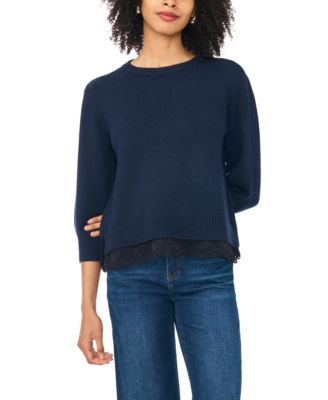 Women's Chenille Embroidery 3/4-Length Sleeve Sweater