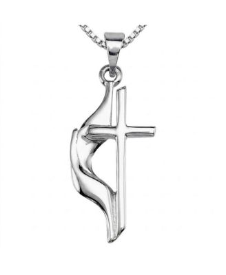 Sterling Silver Methodist Cross 18 Inch Necklace