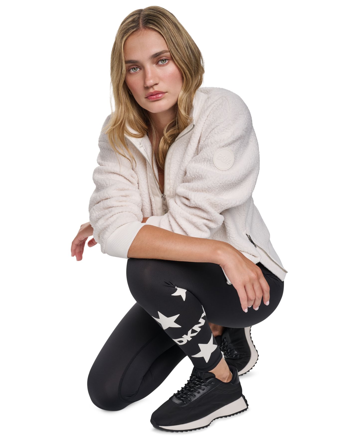 Женский свитер DKNY Sport Sherpa Mock Neck Half-Zip Pullover, цвет: Сливочный — фото 12