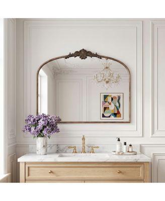 Vintage Arched Full Length Mirror with Stand Freestanding Iron Floor Mirror