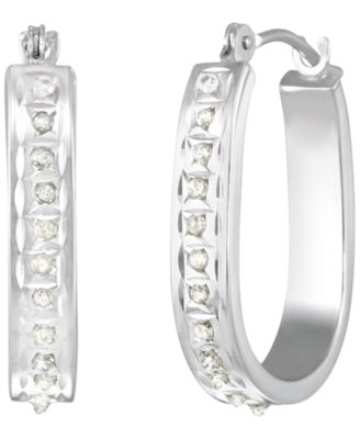 Diamond Small Hoop Earrings (0.01 ct. t.w.) in 10k White Gold