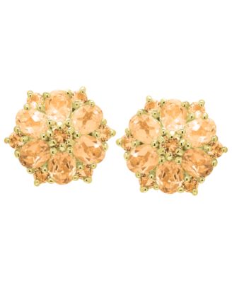 Citrine Floral Omegaback Stud Earrings (2-1/16 ct. t.w.) in Gold over Sterling Silver