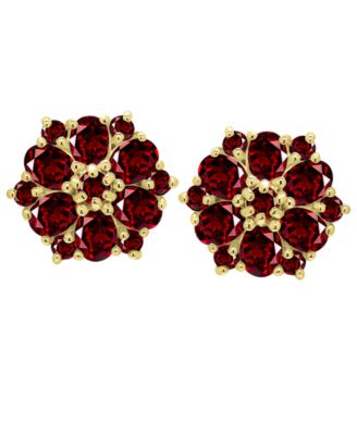 Garnet Floral Studs (2.9 ct. t.w.) in Gold over Silver Sterling Silver