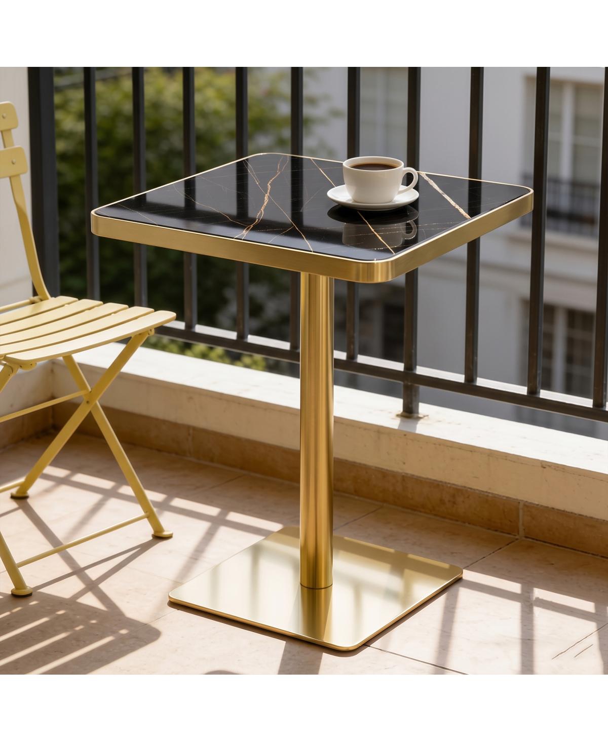 Streamdale Furniture 24" Modern Faux Marble Bistro Table with Pedestal Base