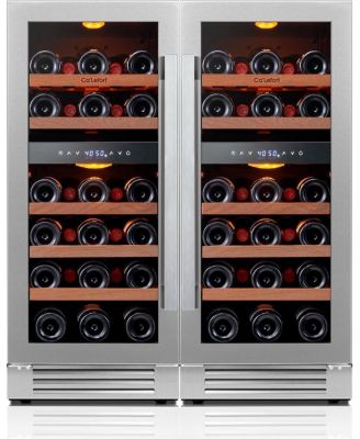 - 30 Inch Fridge,56 Bottle Glass Door Wine Cooler Bundle,40degree(s)F-65degree(s)F With Control Panel,LED Lights For Home