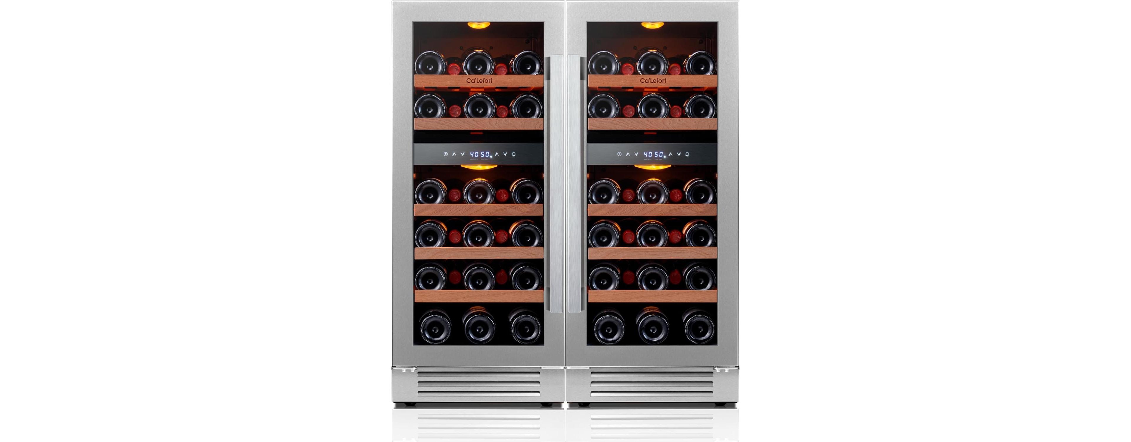 Ca'Lefort - 30 Inch Fridge,56 Bottle Glass Door Wine Cooler Bundle,40degree(s)F-65degree(s)F With Control Panel,Led Lights For Home