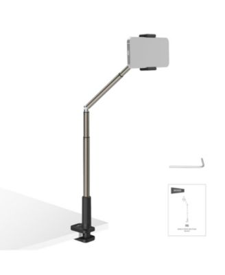 Adjustable 360-Degree Rotation Cell Phone Holder with Clamp Base, Compatible with iPhone, Samsung Galaxy, and other Smartphones