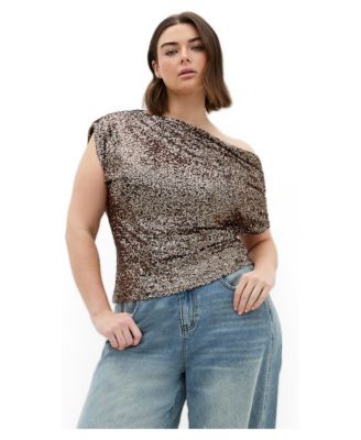 Women's Plus Size Adorn Sequin Top