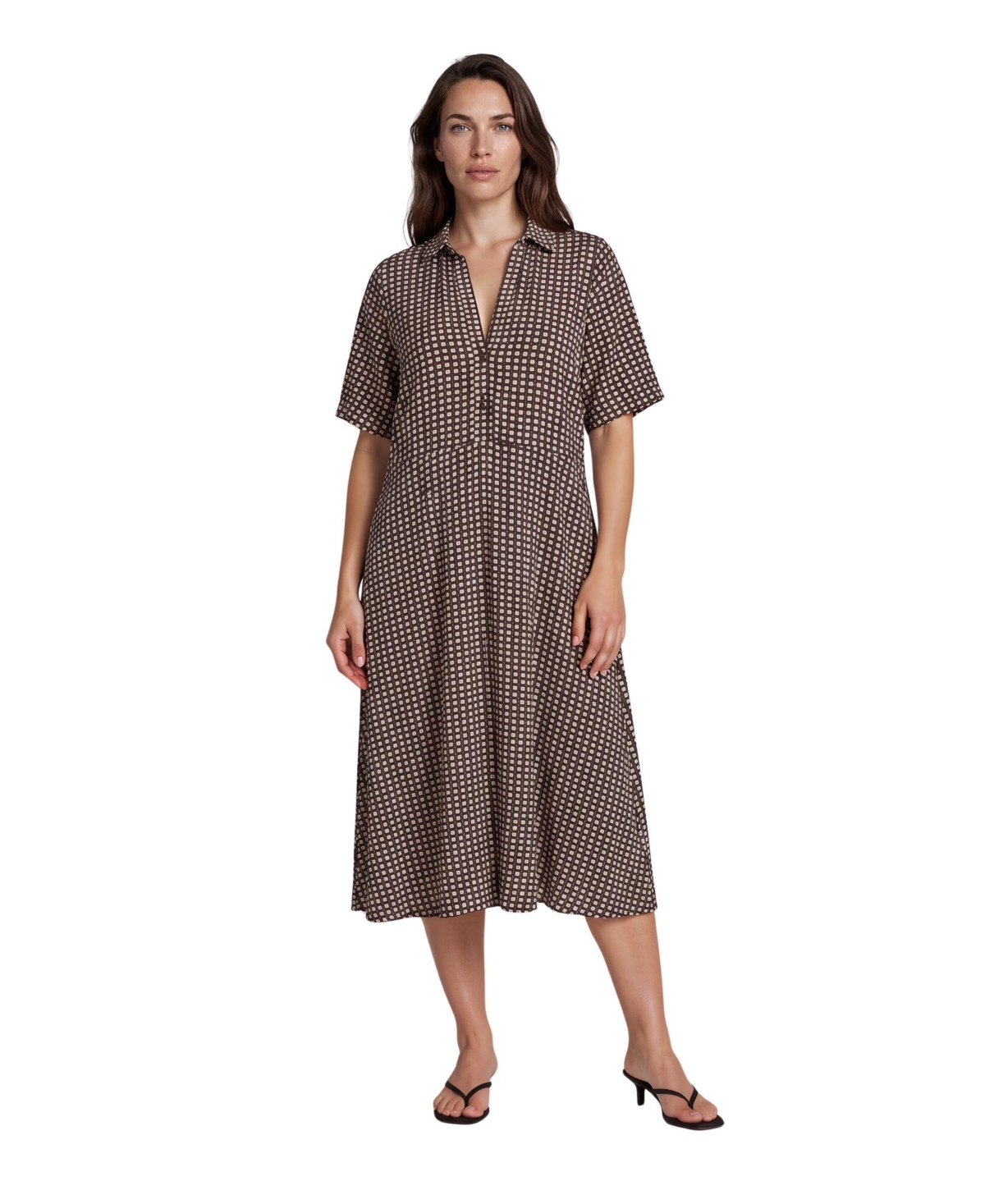 Masai Copenhagen Women's MaNaterinna Short-Sleeve Collared A-Line Midi Dress