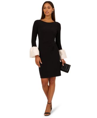 Women's Long-Sleeve Colorblock Boat-Neck Dress