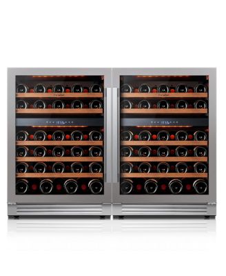 48 Inch Cooler Fridge Bundle,3 color LED Wine Fridge,40degree(s)F-65degree(s)F Adjustable Temperature,Hold 104 Bottles With 2 Doors