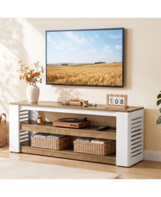 63" Farmhouse TV Stand for 55/60/65/75-Inch TVs, 3-Tier