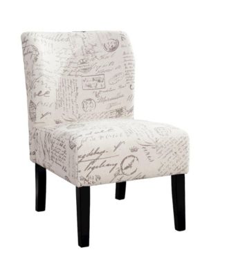 Capa English Letter Print Fabric Armless Contemporary Accent Chair