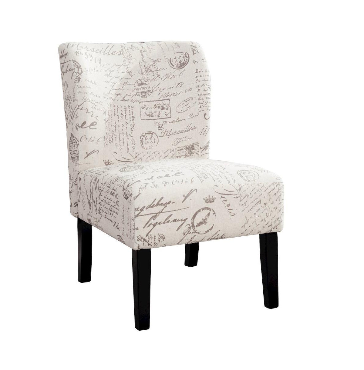 Roundhill Furniture Capa English Letter Print Fabric Armless Contemporary Accent Chair - Beige