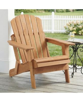 Folding Wooden Adirondack Chair, 330LBS Oversized Capacity Pre-Assembled Seat and Backrest, Patio Chair for Garden Backyard Pool Deck Beach