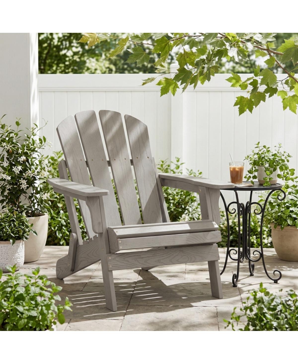 ECHTPeak Folding Wooden Adirondack Chair, 330LBS Oversized Capacity Pre-Assembled Seat and Backrest, Patio Chair for Garden Backyard Pool Deck Beach