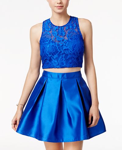 Teeze Me Juniors' Arcadia 2-Pc. Lace A-Line Dress