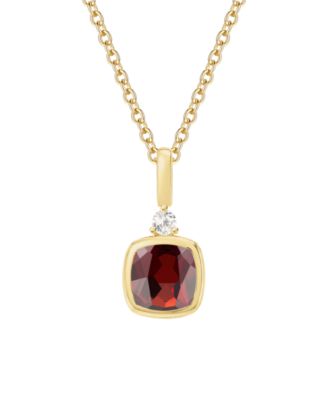 Gemstone & White Topaz Pendant (.03 ct. t.w. White Topaz) in Sterling Silver or 14k Gold Over Sterling Silver (Available in Amethyst, Garnet, Citrine, and Blue Topaz)
