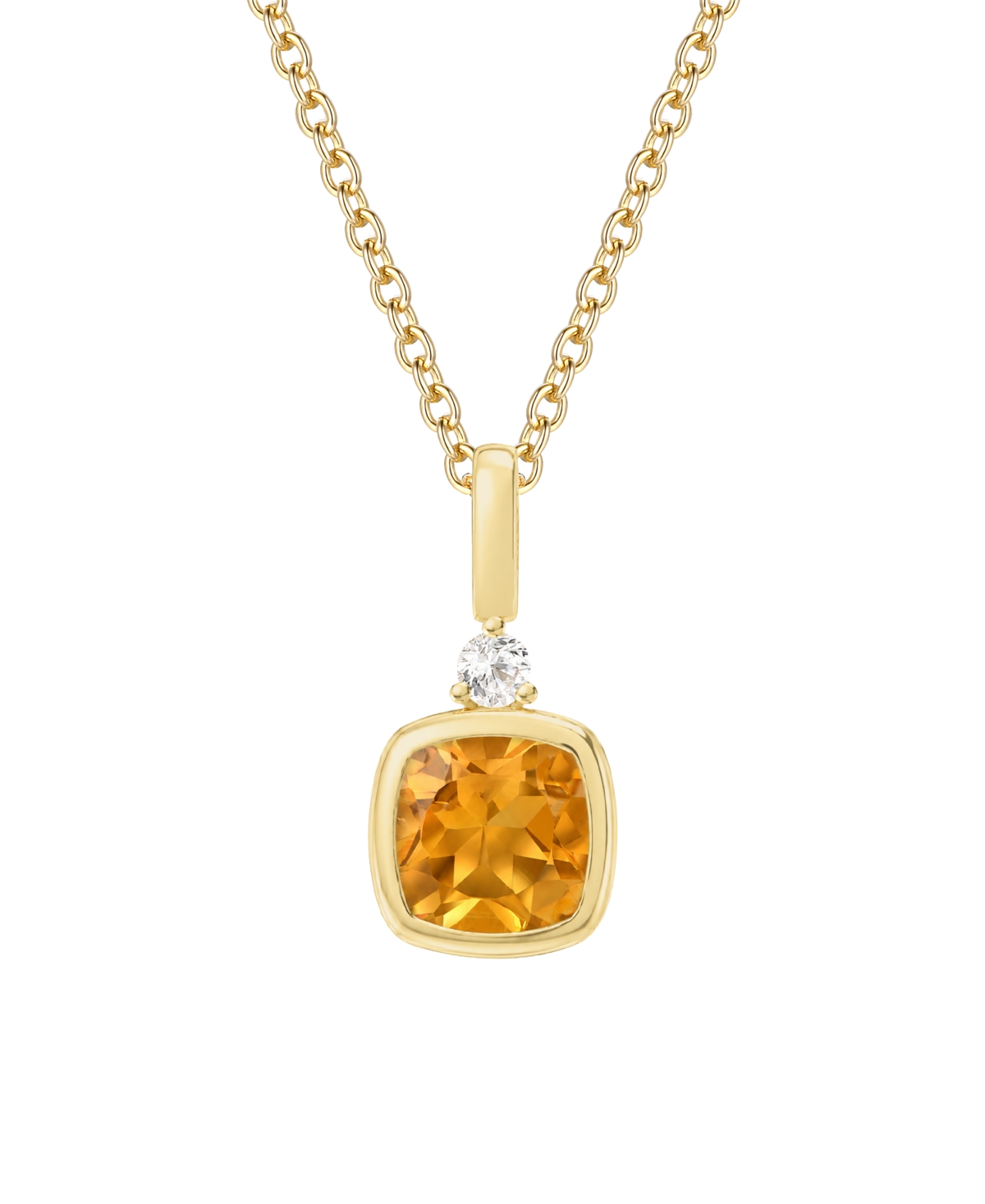Amethyst & White Topaz Pendant (5/8 ct. t.w. Amethyst, .03 ct. t.w. White Topaz) in 14K Gold Over Sterling Silver - Citrine / 14k Gold Over Sterling S
