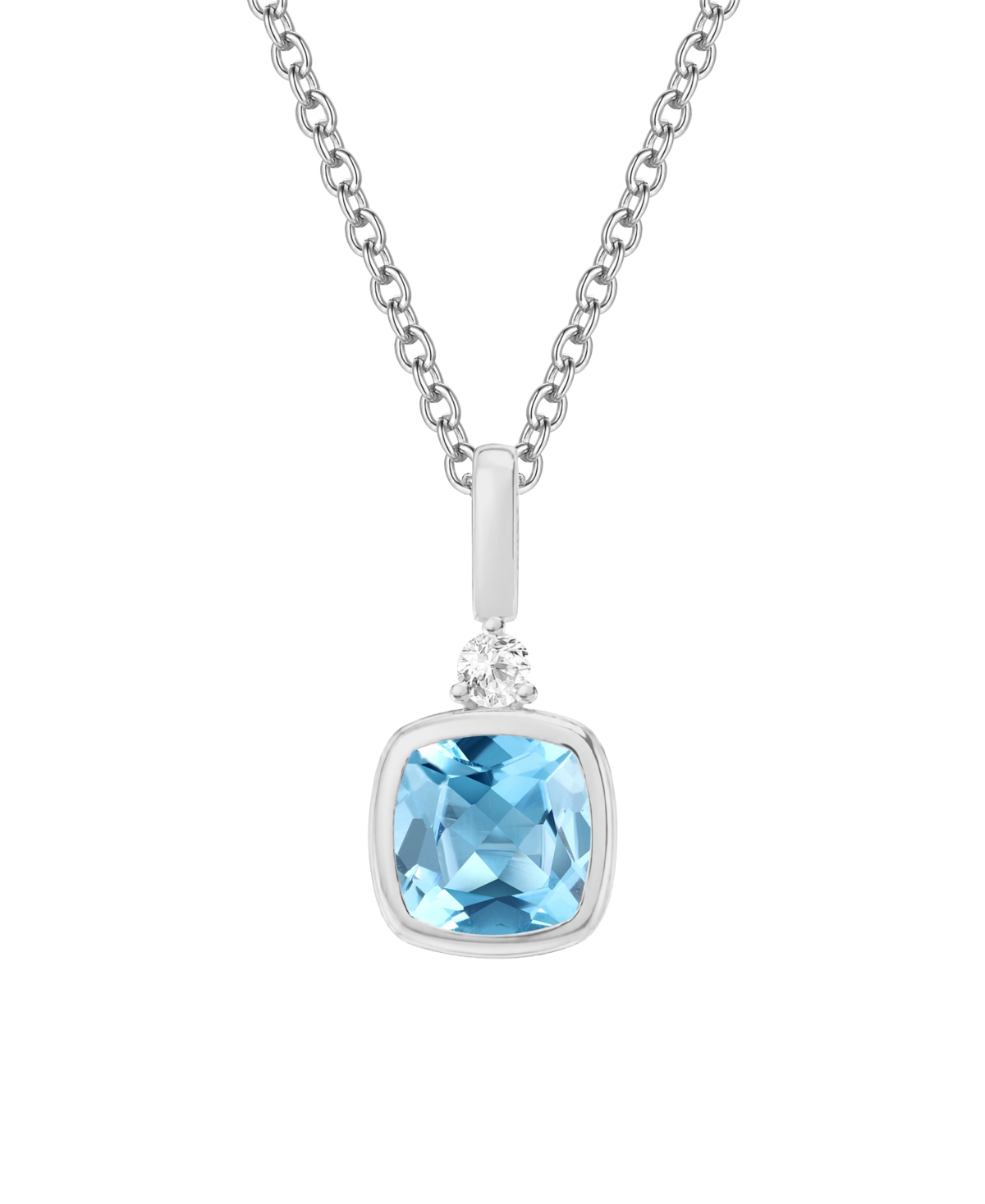 Amethyst & White Topaz Pendant (5/8 ct. t.w. Amethyst, .03 ct. t.w. White Topaz) in 14K Gold Over Sterling Silver - Blue Topaz / Sterling Silver