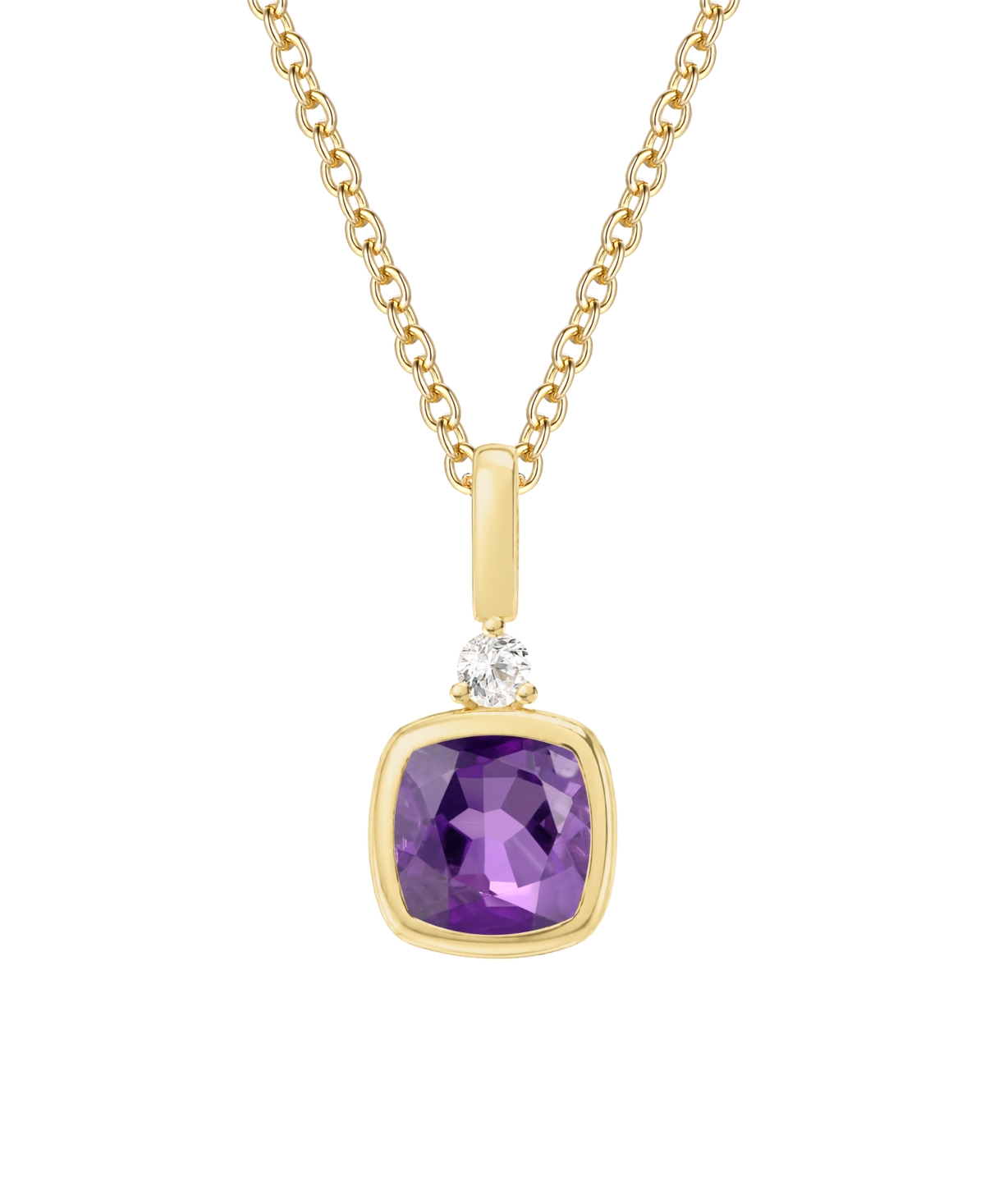 Amethyst & White Topaz Pendant (5/8 ct. t.w. Amethyst, .03 ct. t.w. White Topaz) in 14K Gold Over Sterling Silver - Amethyst / 14k Gold Over Sterling