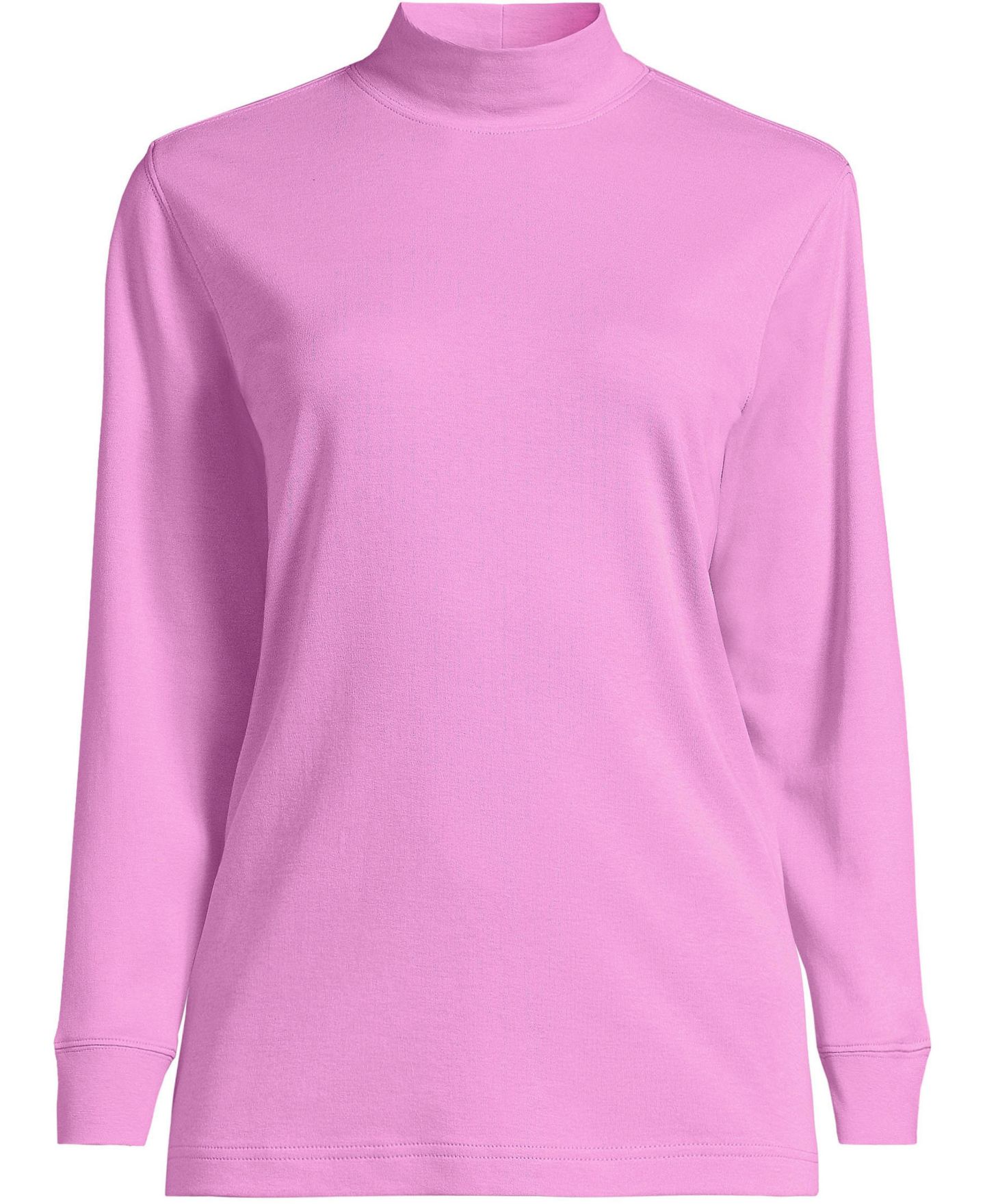 Женский топ Lands' End Tall Relaxed Cotton Long Sleeve Mock Turtleneck, цвет: Розовый — фото 3