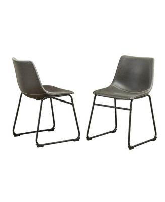 Lotusville Vintage PU Leather Dining Chairs, Antique Gray, Set of 2