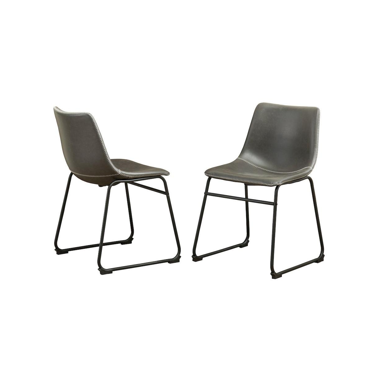 Roundhill Furniture Lotusville Vintage Pu Leather Dining Chairs, Antique Gray, Set of 2 - Grey