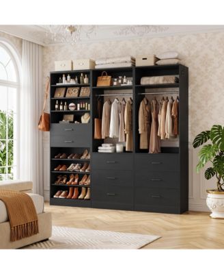 Closet Organizer Set of 3 with 8-Drawers and 8-Shelves, Shoes Storage System Set