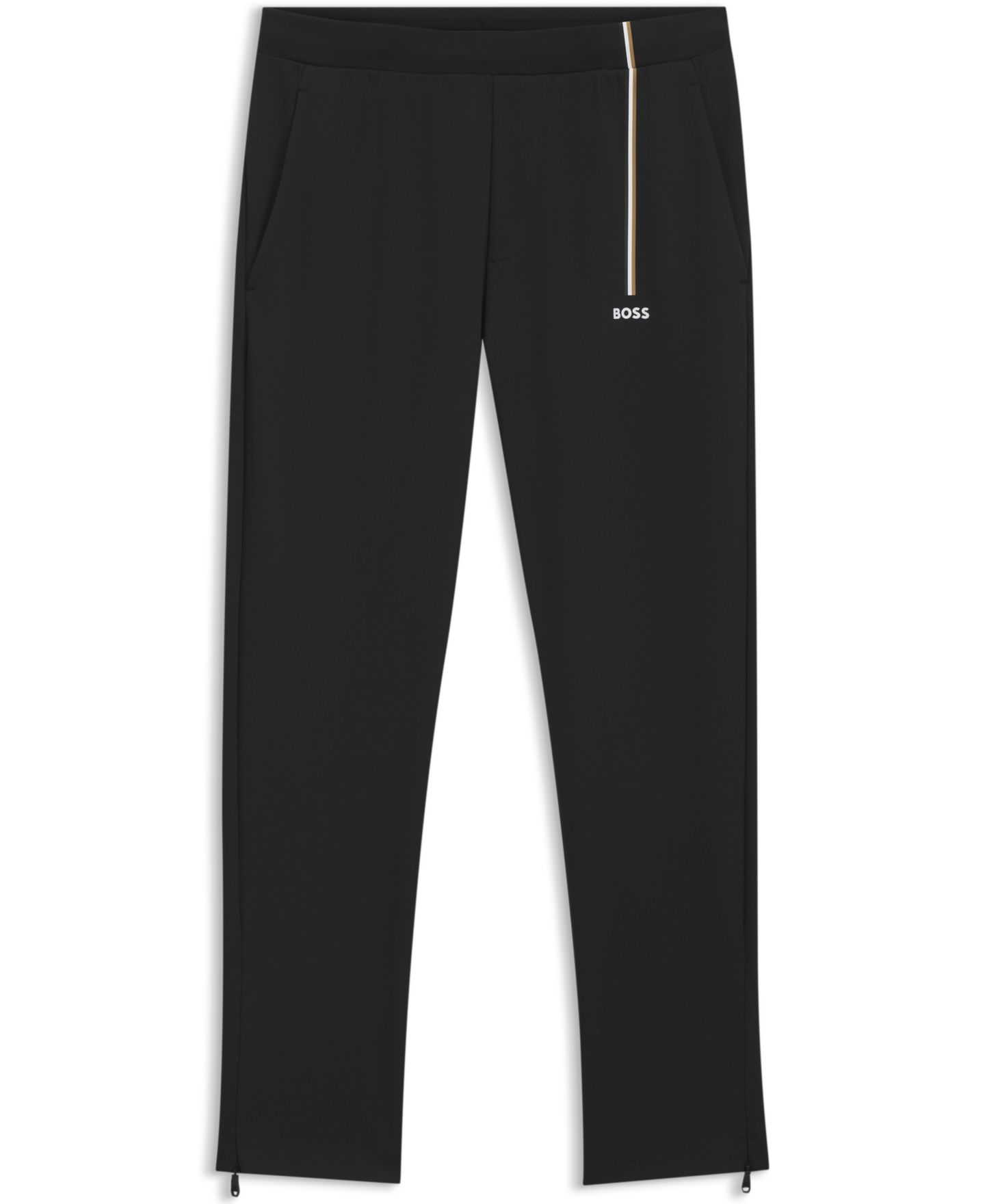 Мужские брюки Hugo Boss Spin Long Stretch Regular-Fit Gabardine Track Pants, цвет: Чёрный — фото 3