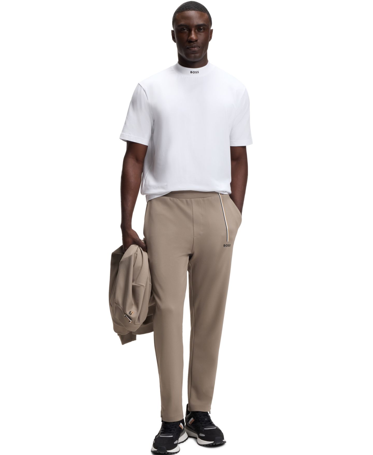 Мужская футболка Hugo Boss Mock-Neck Relaxed-Fit, цвет: Белый — фото 4
