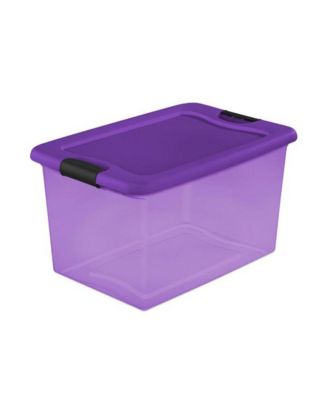 64 Quart Latching Plastic Storage Container Bin in Purple (18 Pack)
