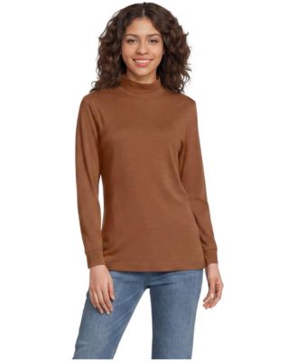 Women's Relaxed Cotton Long Sleeve Mock Turtleneck