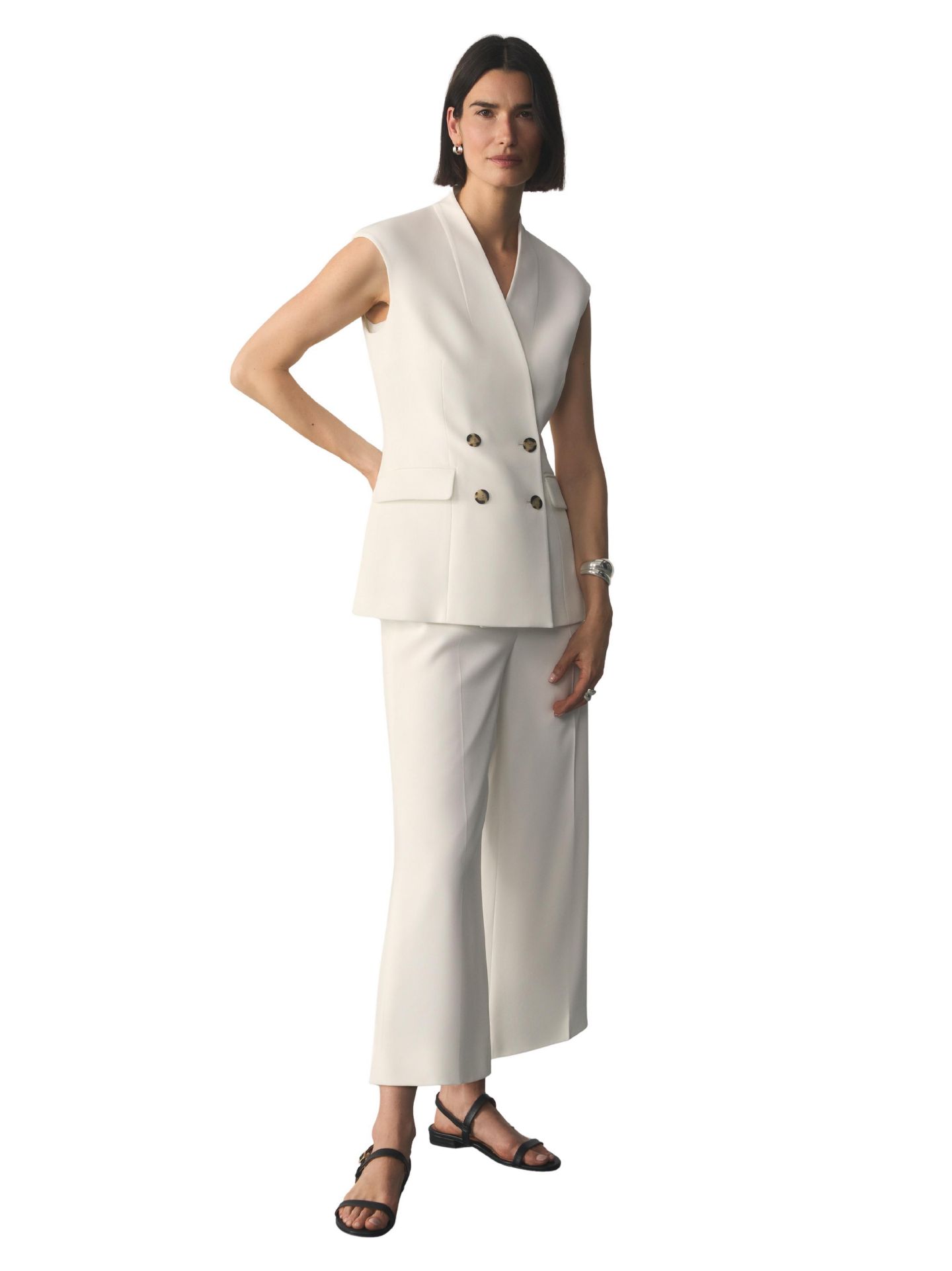 Женские брюки The Fold Clever Crepe Adelaide Cropped, цвет: Белый — фото 3
