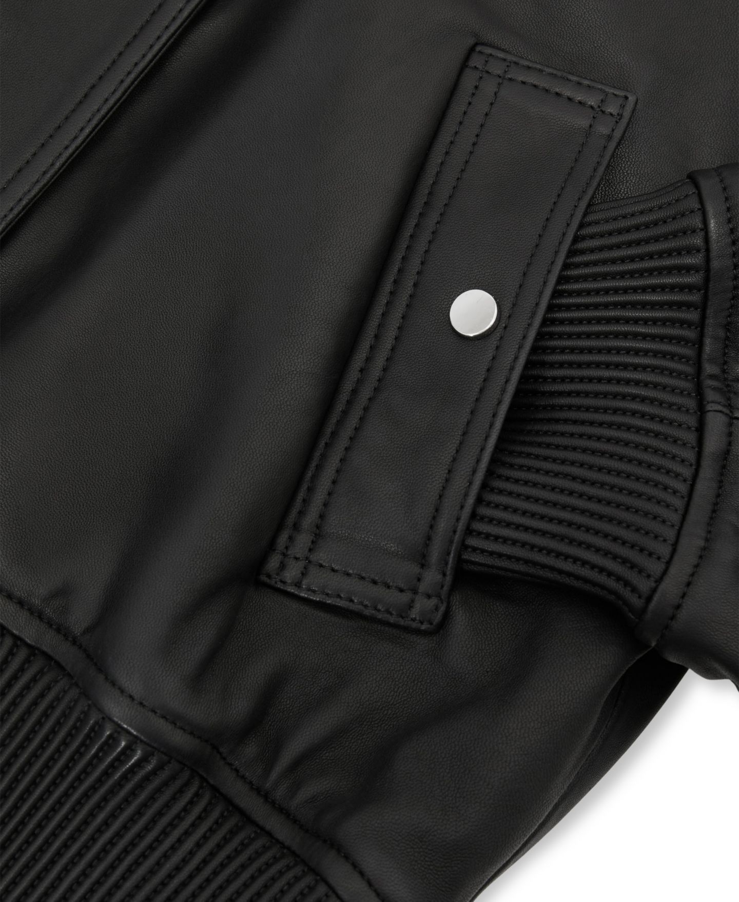 Женская куртка REISS Petite Cara Leather Funnel-Neck Oversized Bomber, цвет: Чёрный — фото 5