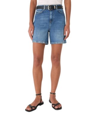 Women's Mid-Rise Relaxed Mid-Thigh Denim Shorts, 6" Inseam