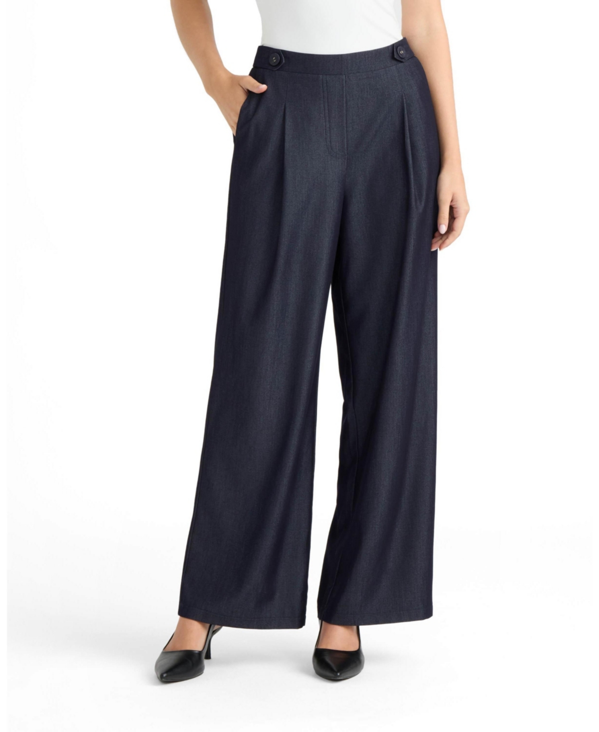 Ellen Tracy Women's Wide-Leg Front-Pleated Pants