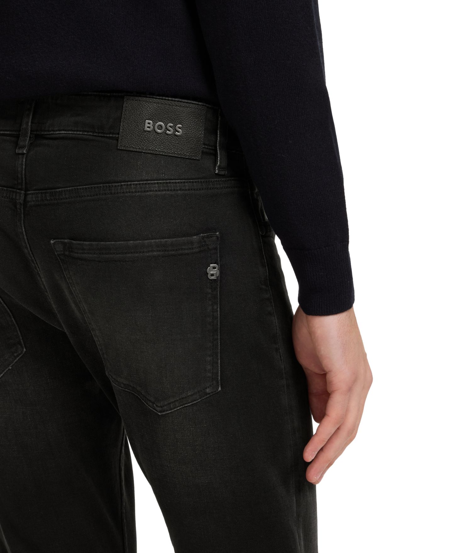 Мужские джинсы Hugo Boss Delaware Stretch Slim-Fit, цвет: Тёмный серый — фото 5